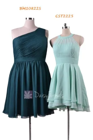 Mint Bridesmaid Dress,Mix & Match Chiffon Bridesmaid Dress-BM10822S(Knee Length),CST1004 (High-Low)