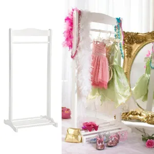 Montessori Inspired Wooden Childrens Dressing up Rail with Shoe Rack | White | 1.1m  High | 3 Years 