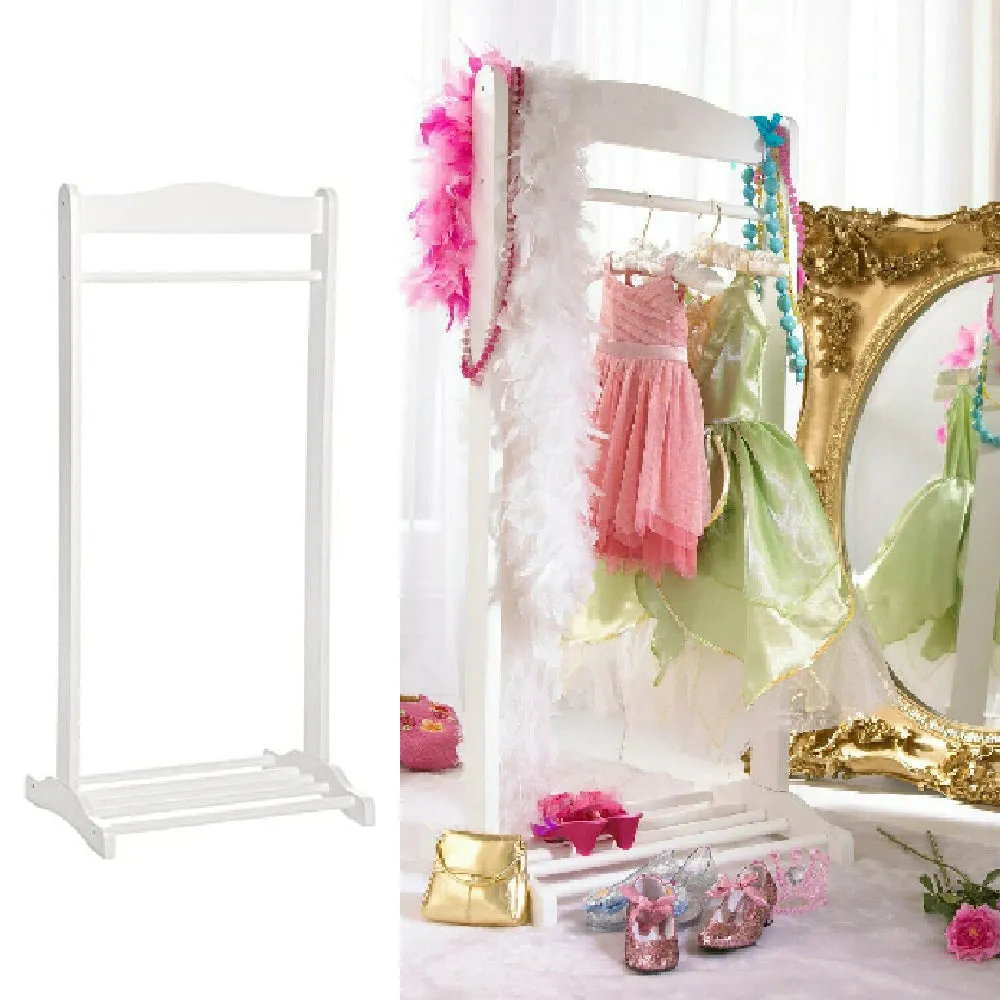 Montessori Inspired Wooden Childrens Dressing up Rail with Shoe Rack | White | 1.1m  High | 3 Years 