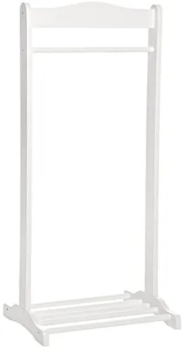 Montessori Inspired Wooden Childrens Dressing up Rail with Shoe Rack | White | 1.1m  High | 3 Years 