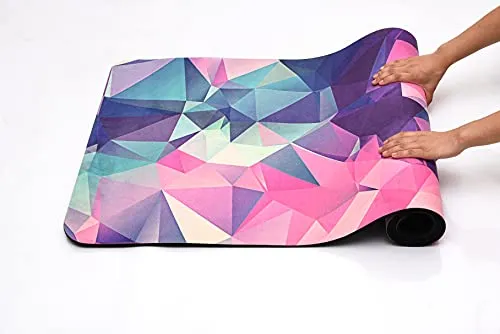 MOOR Premium Design Suede 72 x 24 Inch 6mm Color Crystals Print Yoga Mat Non Slip High Density Anti-Tear Fitness Exercise Floor Pilates Workout
