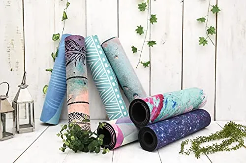 MOOR Premium Design Suede 72 x 24 Inch 6mm Color Crystals Print Yoga Mat Non Slip High Density Anti-Tear Fitness Exercise Floor Pilates Workout