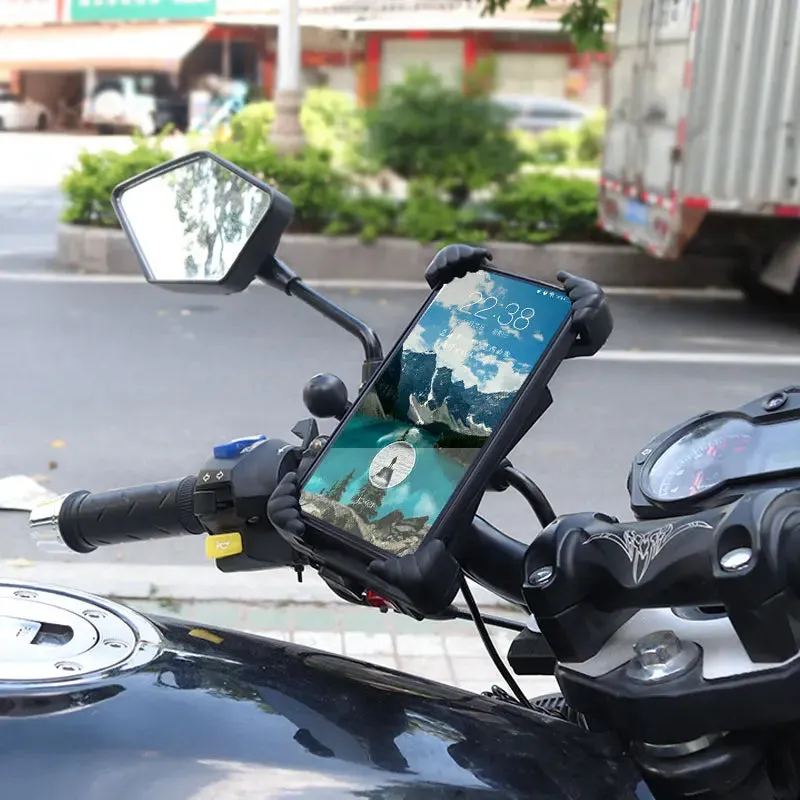 Motorcycle Phone Holder With/Without Phone Charger and Quick Lock Phone Stand