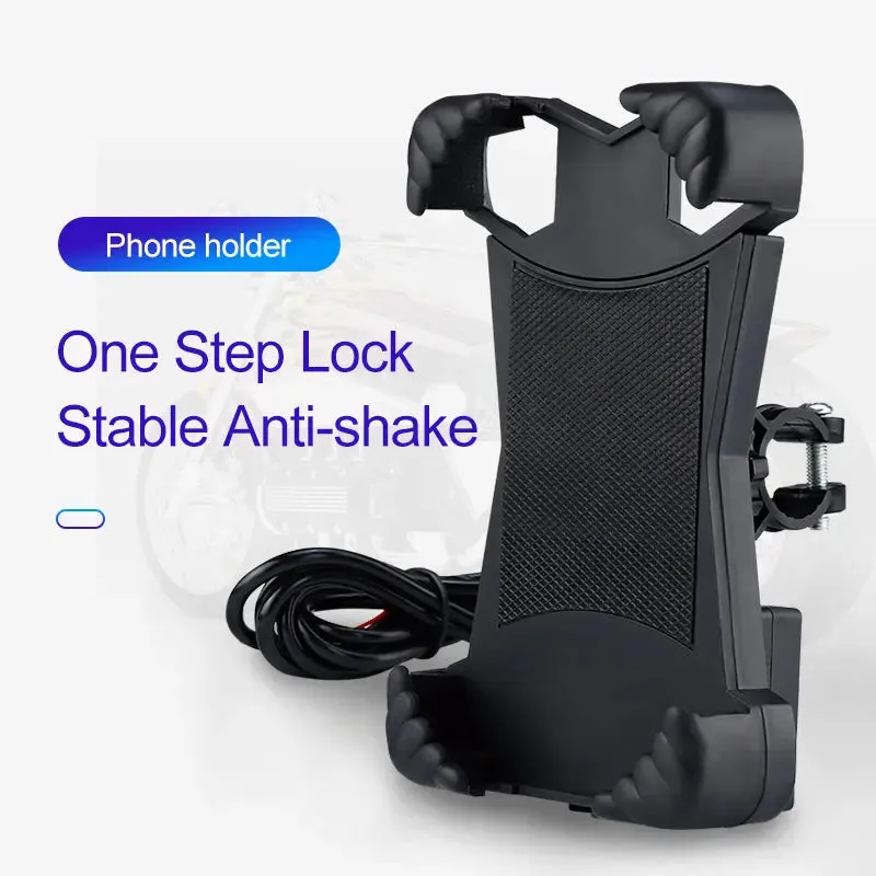 Motorcycle Phone Holder With/Without Phone Charger and Quick Lock Phone Stand