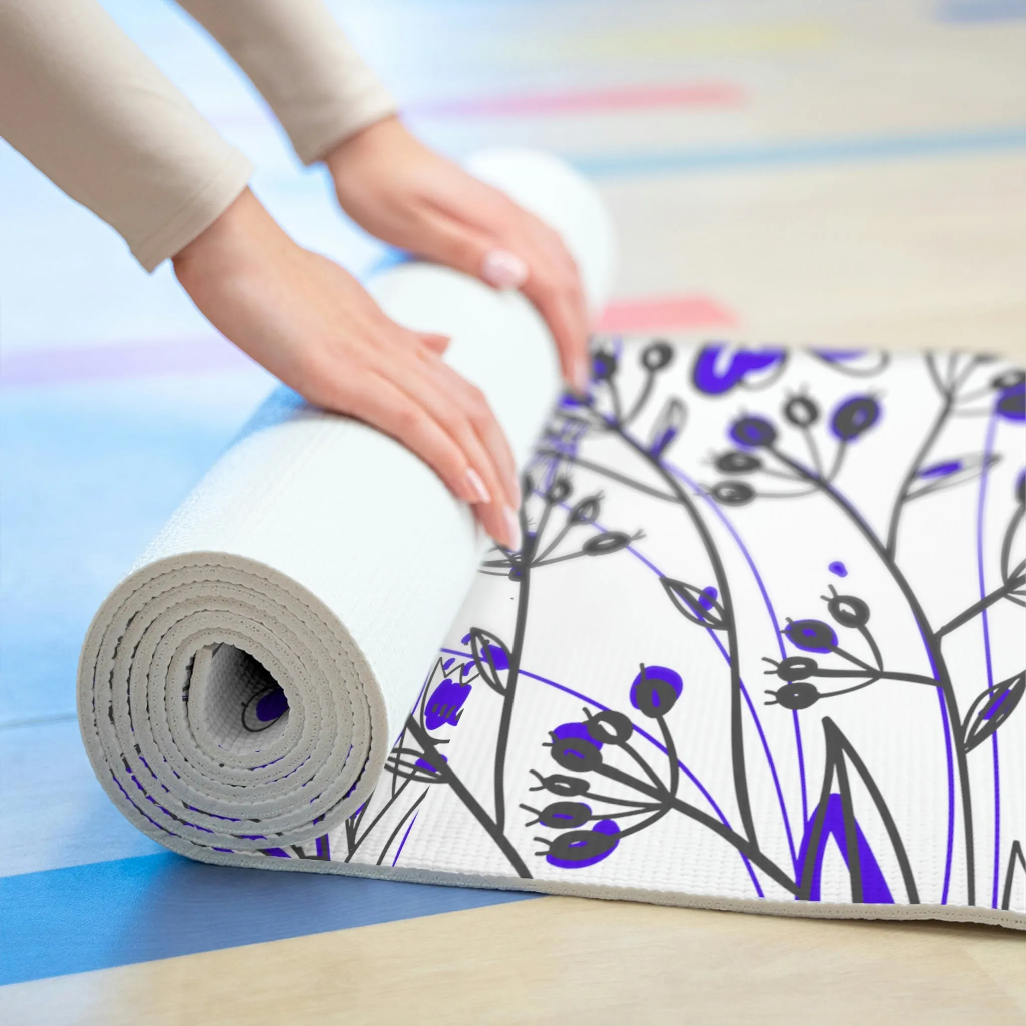 Nara - Purple Flower Foam Work-Out Mat