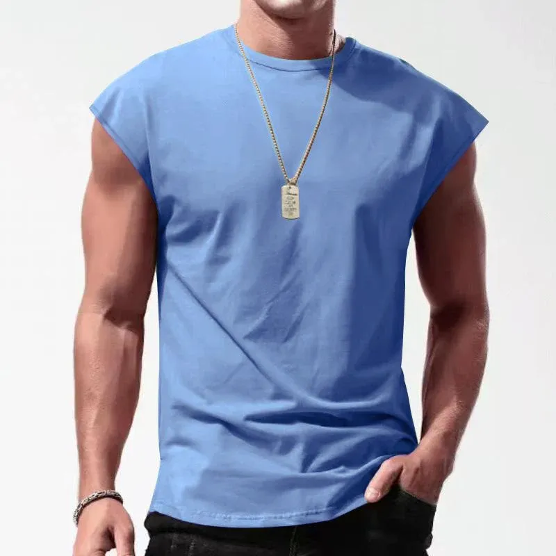 Nashor - Men's Solid Loose Sleeveless  Sports T-shirt