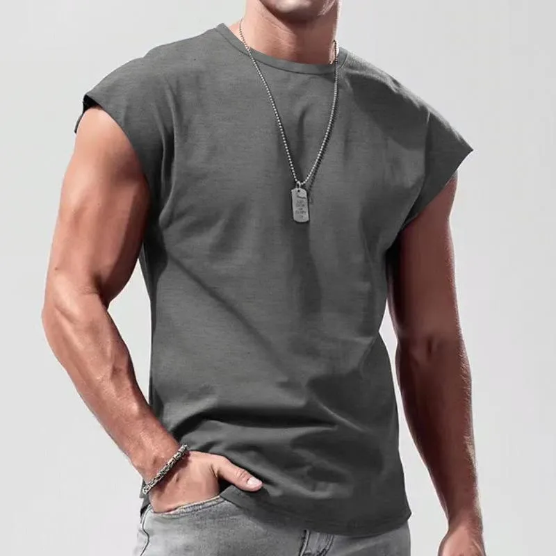 Nashor - Men's Solid Loose Sleeveless  Sports T-shirt