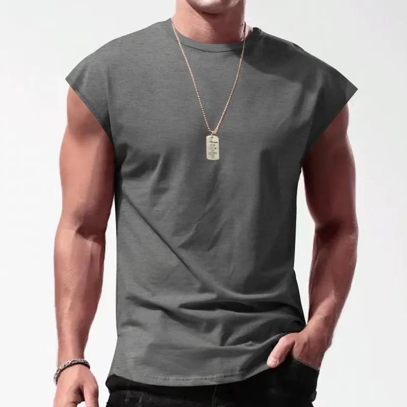 Nashor - Men's Solid Loose Sleeveless  Sports T-shirt