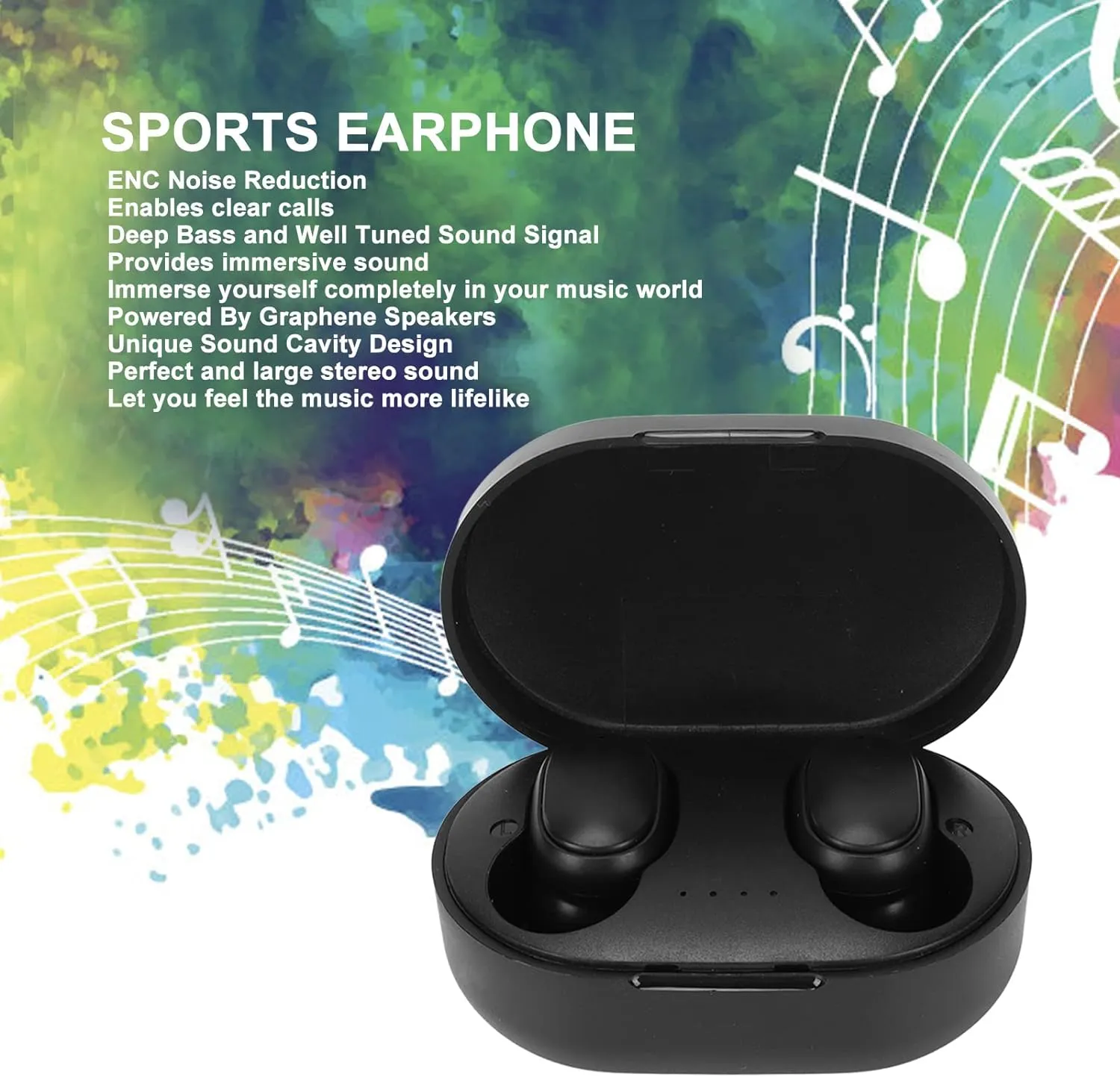NEW A6R BT 5.3 Earbuds, Noise Cancelling Headset with 40inch Large Connection Range, Earbuds for Android Smartphones and Tablets, Stereo Sound Earbuds for Sports Running