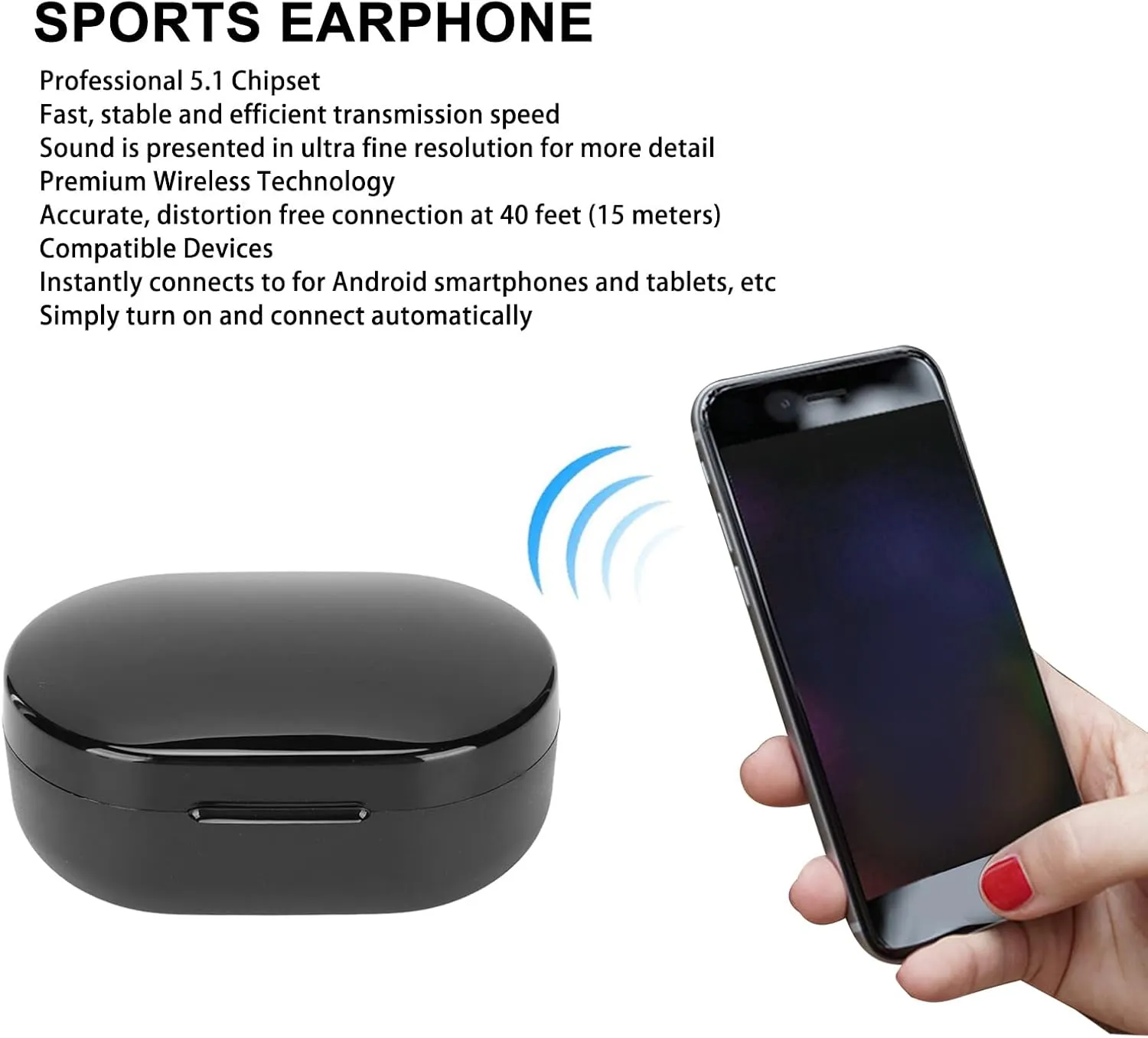 NEW A6R BT 5.3 Earbuds, Noise Cancelling Headset with 40inch Large Connection Range, Earbuds for Android Smartphones and Tablets, Stereo Sound Earbuds for Sports Running