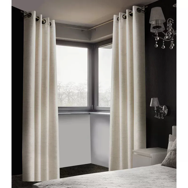 New Wayfair Patchway Solid Blackout Thermal Grommet Curtain Panels (Set of 2) in Natural Linen Look Each Panel 37"W X 84"L