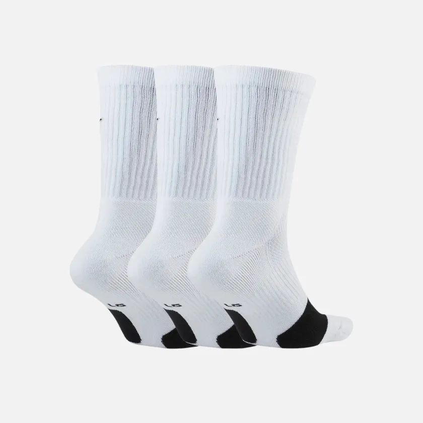 Nike Everyday Crew Basketball Socks (3 Pair) -White/Black