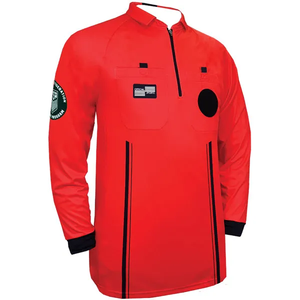Official Sports Men's Long Sleeve Referee Jersey 9075 USSF Pro (Red)