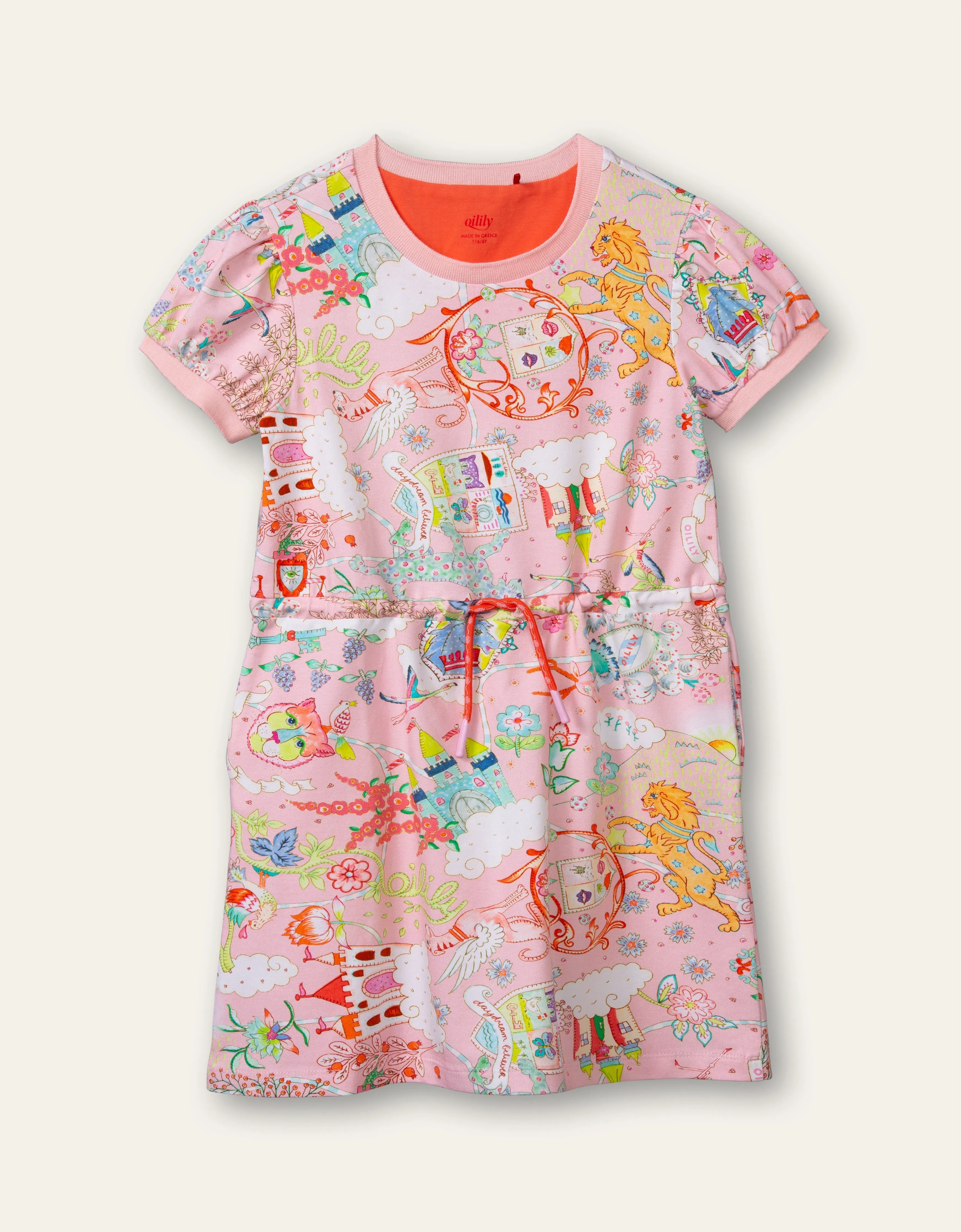OILILY Castle in the Clouds Girls Pink Jersey Dress - CLEARANCE SALE
