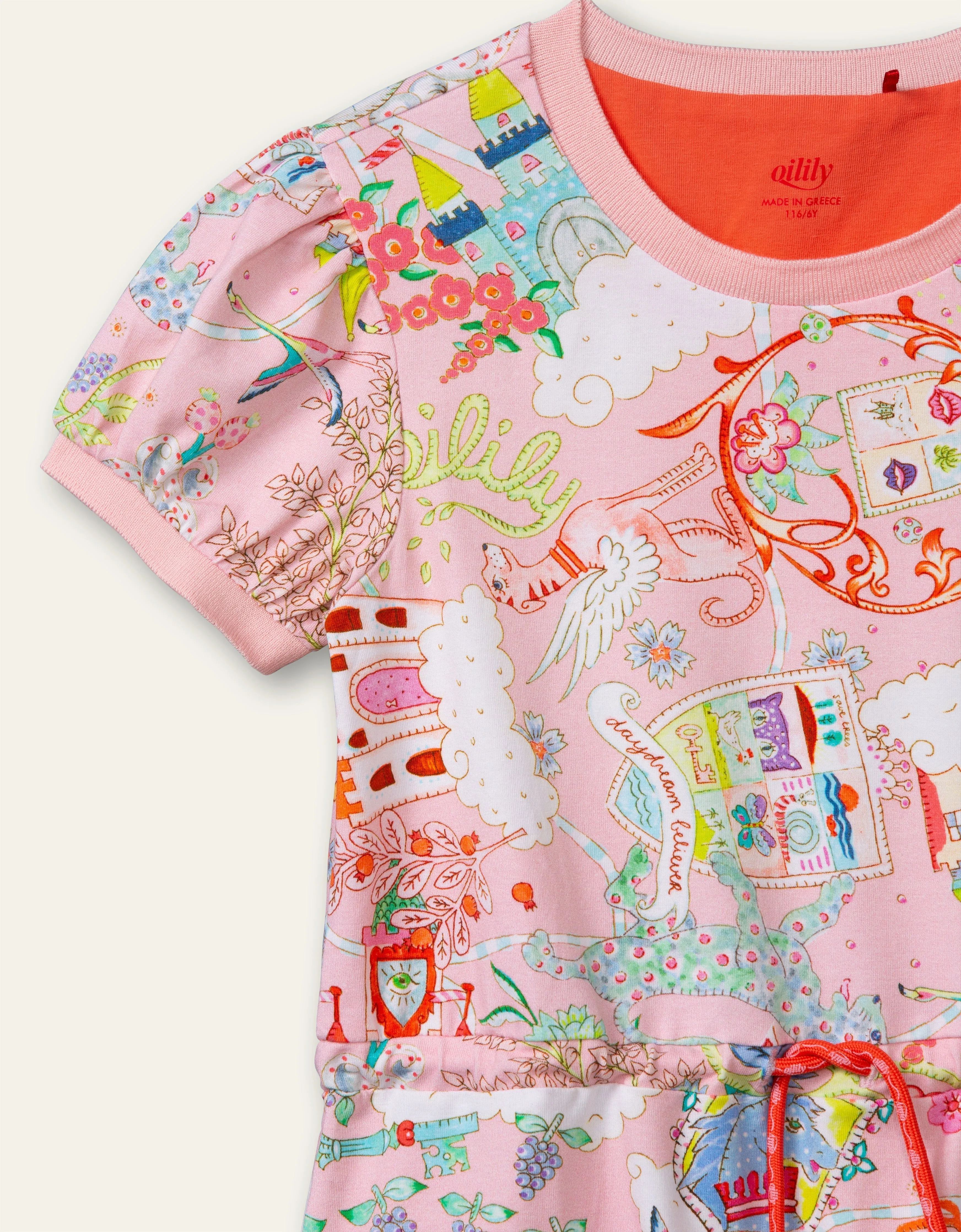 OILILY Castle in the Clouds Girls Pink Jersey Dress - CLEARANCE SALE
