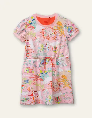 OILILY Castle in the Clouds Girls Pink Jersey Dress - CLEARANCE SALE