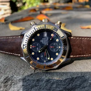 Omega Seamaster Professional 300M 2296.80 Titanium Chronograph Gold Bezel Automatic Wristwatch