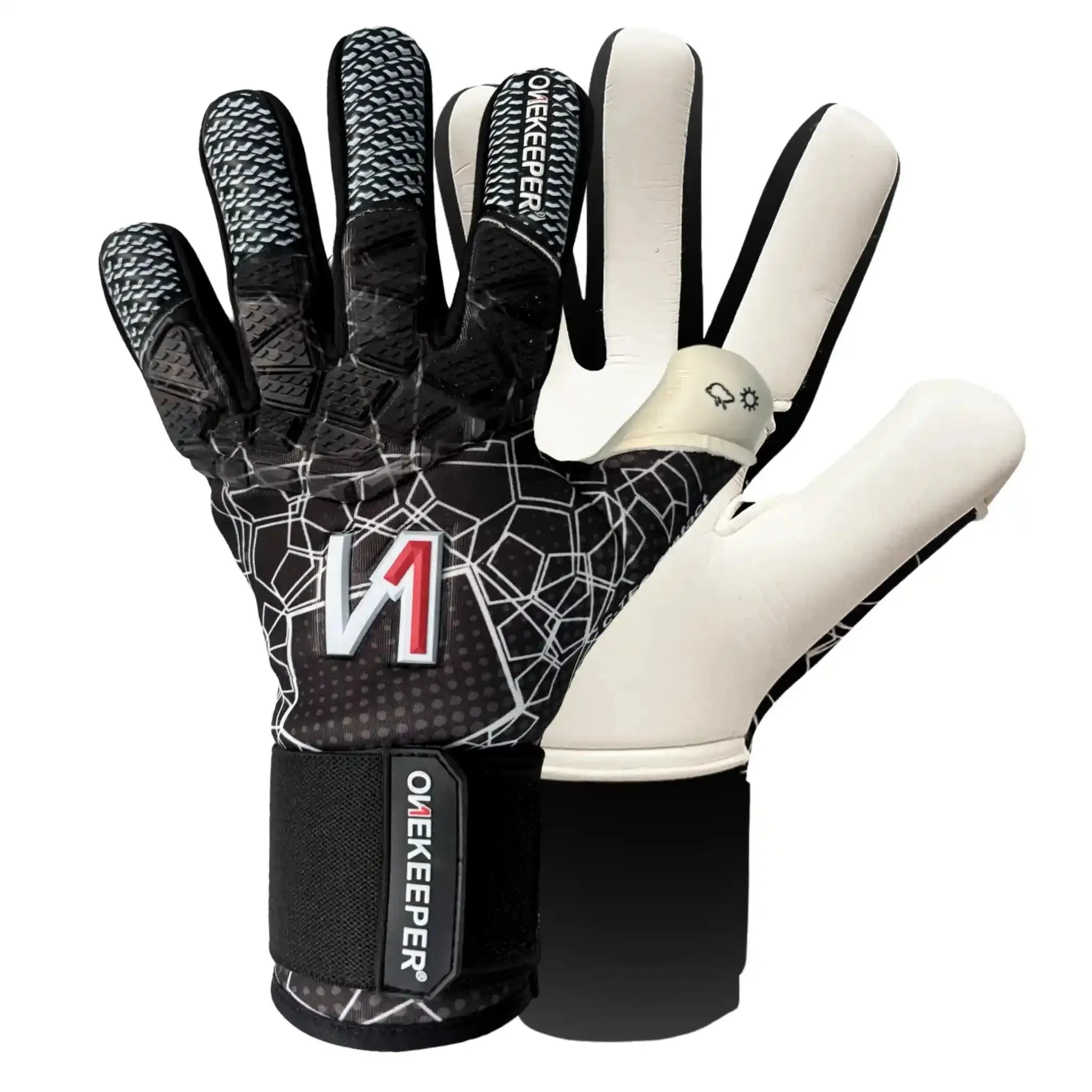 ONEKEEPER C-TEC Black and White - Pro Goalkeeper Gloves Sizes 5 to 12