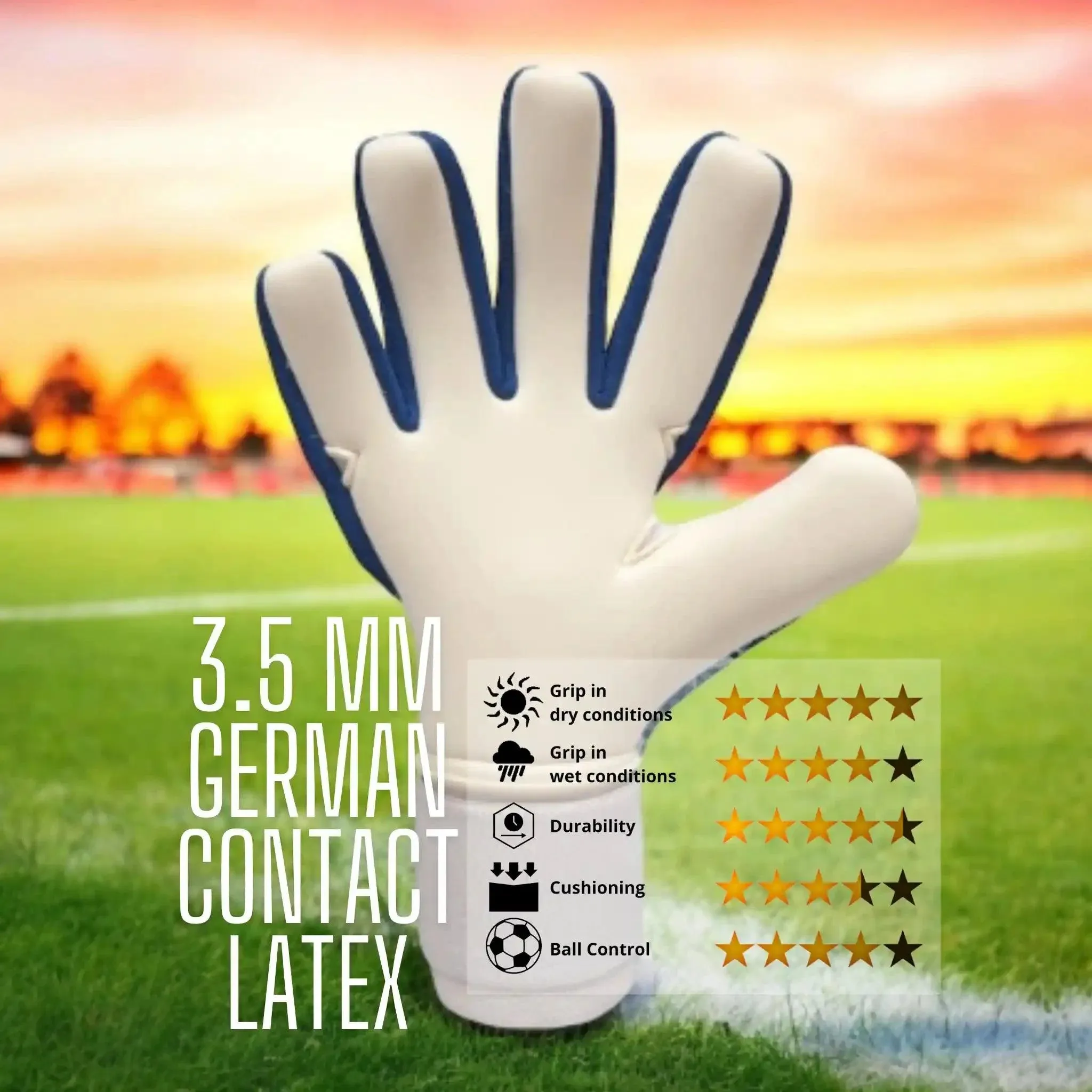 ONEKEEPER C-TEC Blue and White - Pro Goalkeeper Gloves Sizes 8 to 12