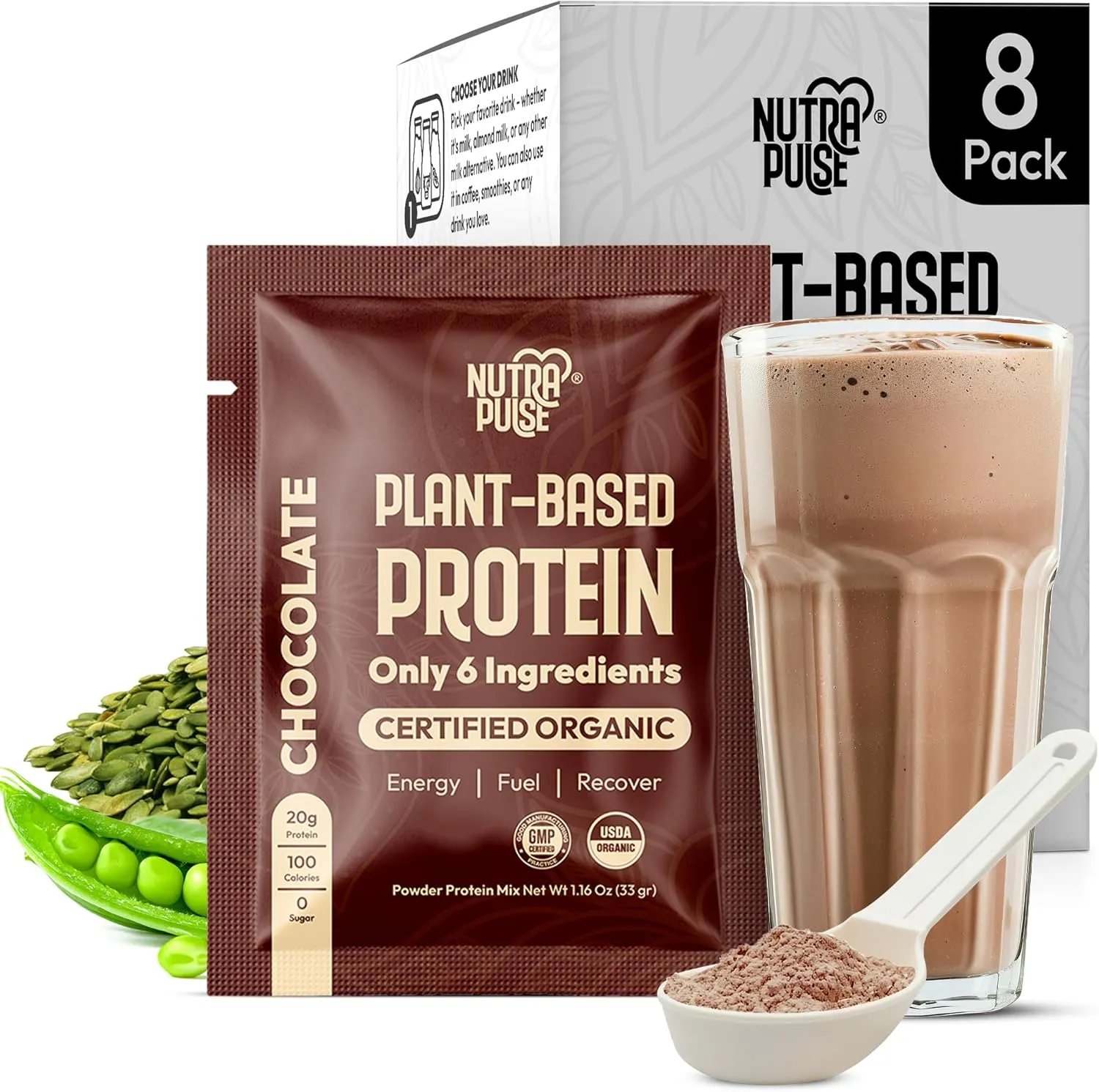 Organic Vegan Protein Powder - Plant-Based Protein, Gluten-Free, 20g Protein Per Serving