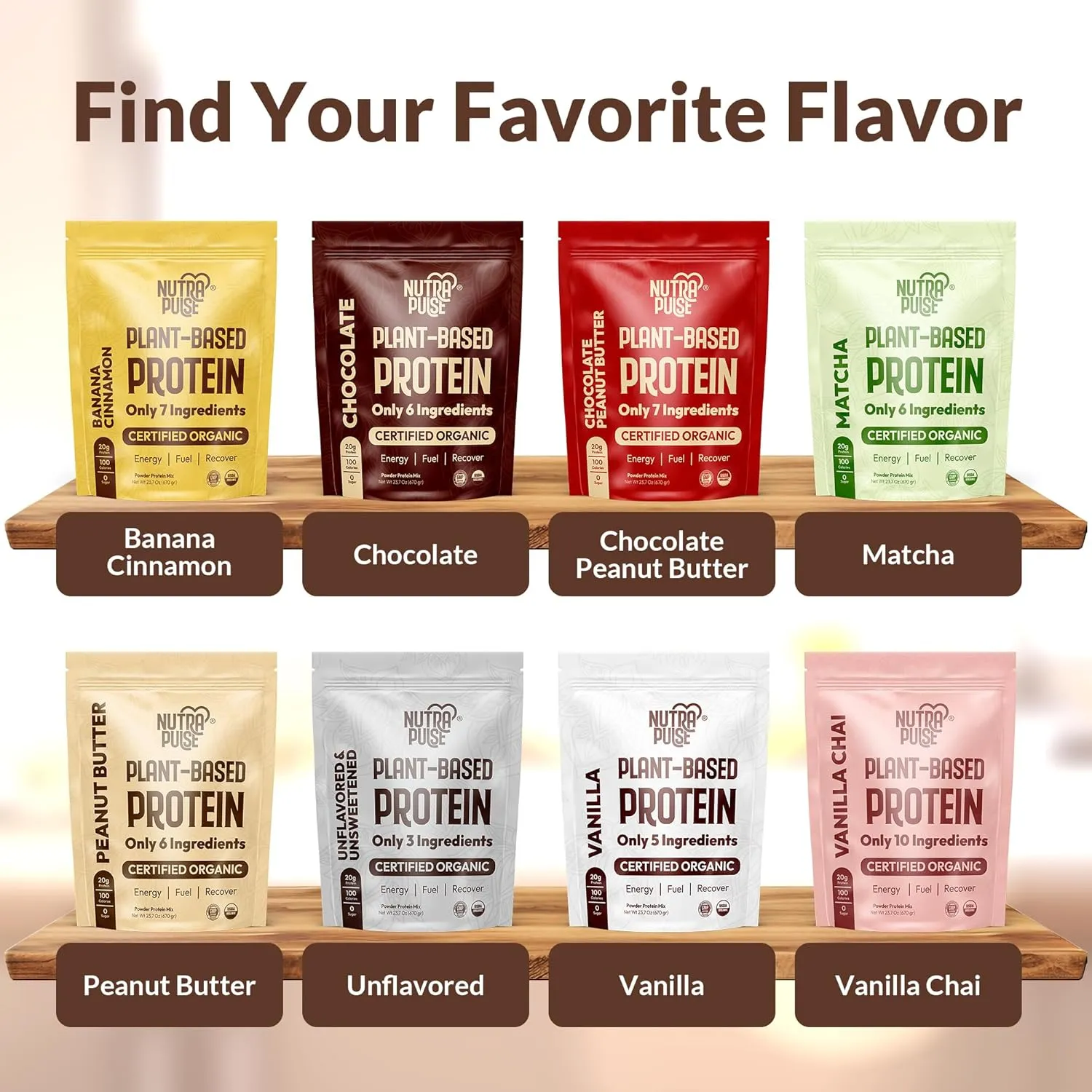 Organic Vegan Protein Powder - Plant-Based Protein, Gluten-Free, 20g Protein Per Serving
