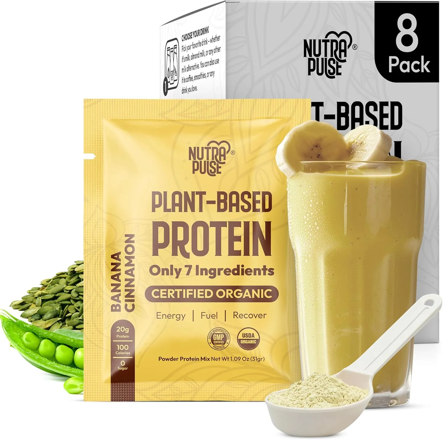 Organic Vegan Protein Powder - Plant-Based Protein, Gluten-Free, 20g Protein Per Serving