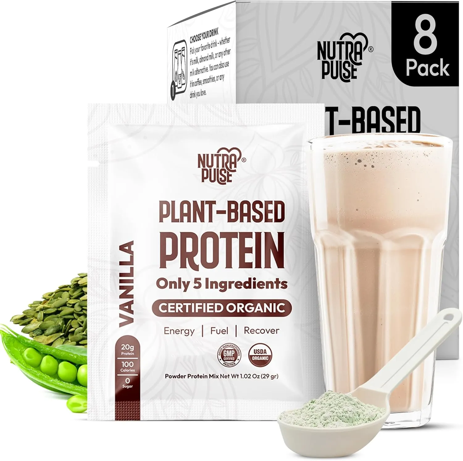 Organic Vegan Protein Powder - Plant-Based Protein, Gluten-Free, 20g Protein Per Serving