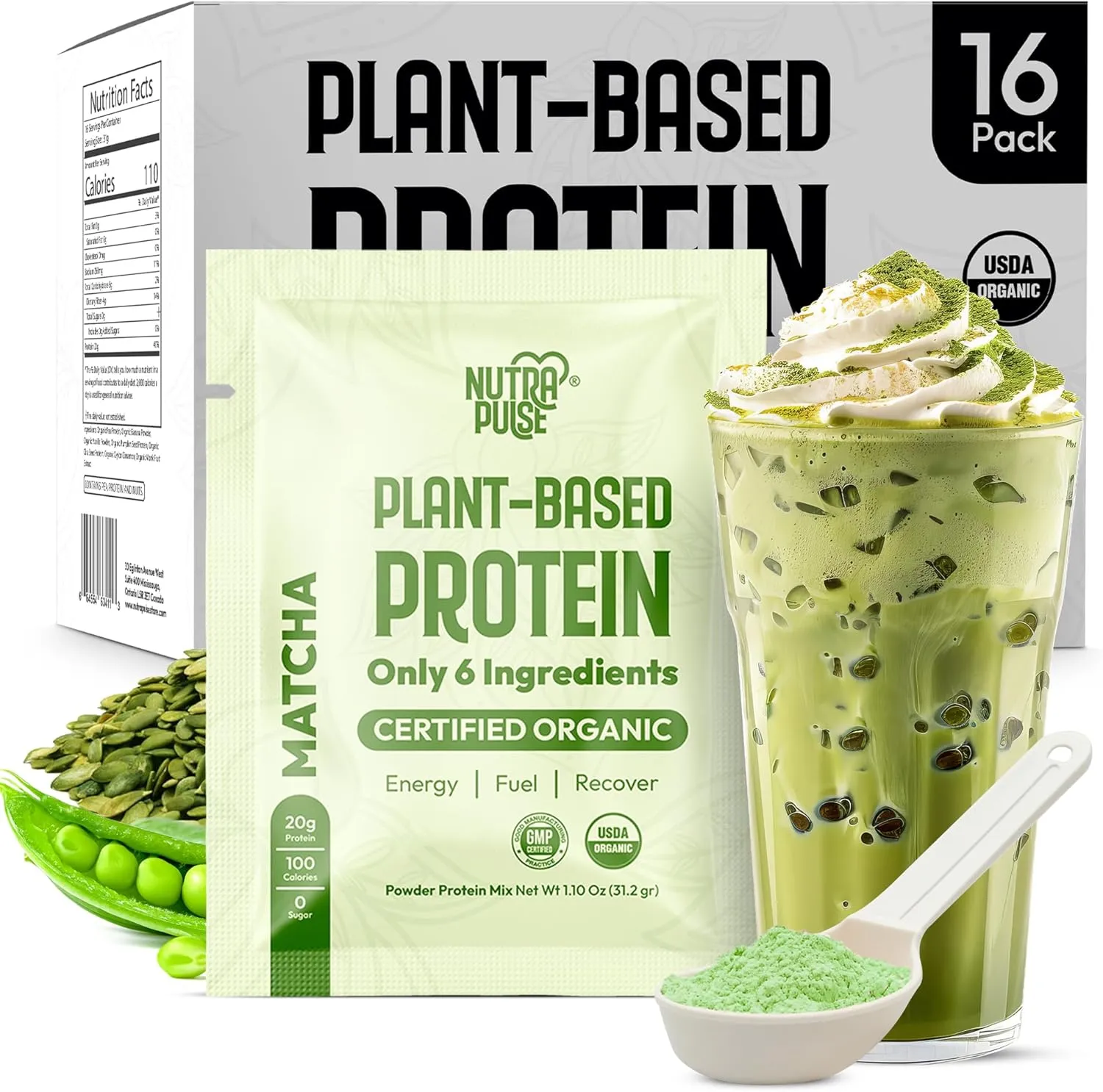 Organic Vegan Protein Powder - Plant-Based Protein, Gluten-Free, 20g Protein Per Serving