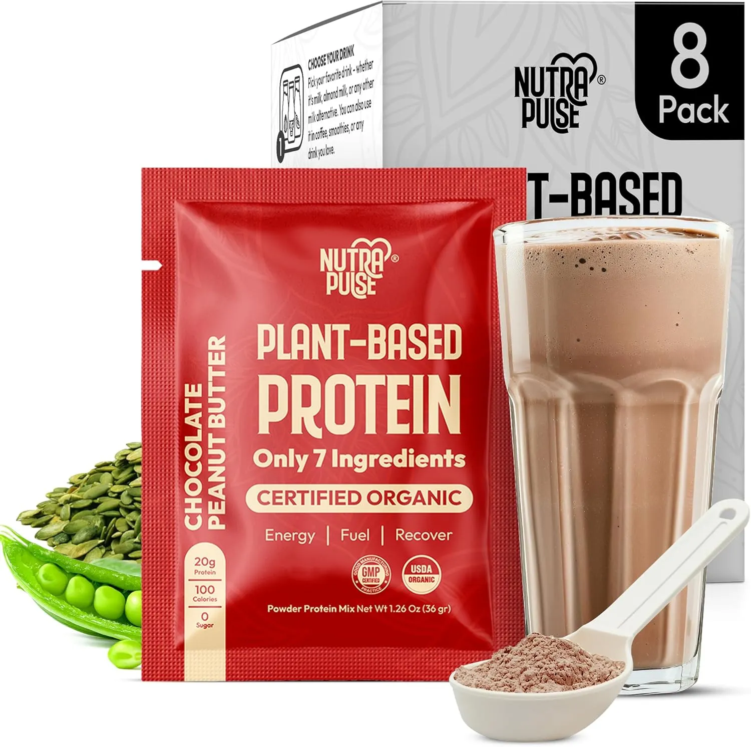 Organic Vegan Protein Powder - Plant-Based Protein, Gluten-Free, 20g Protein Per Serving