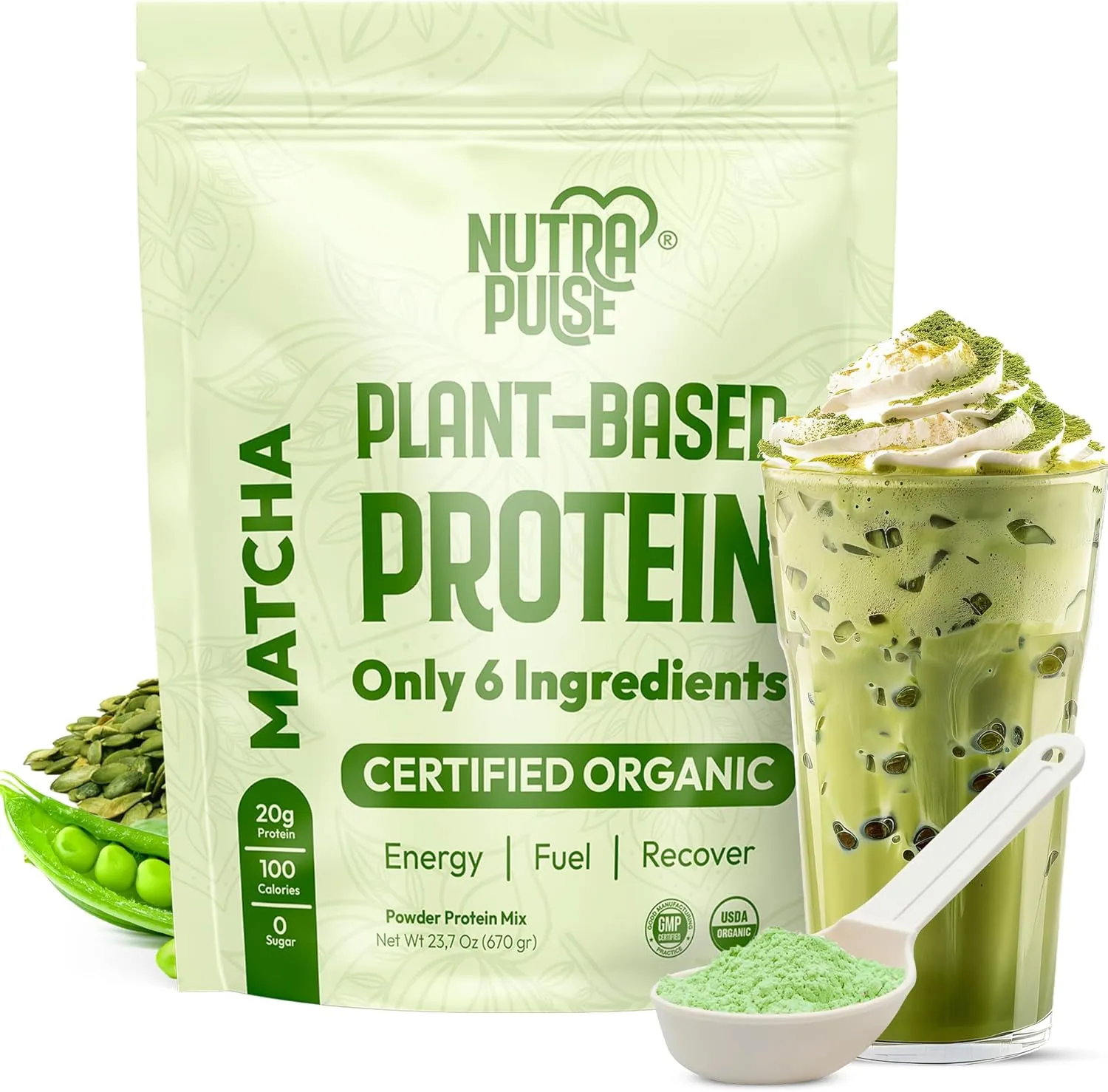 Organic Vegan Protein Powder - Plant-Based Protein, Gluten-Free, 20g Protein Per Serving