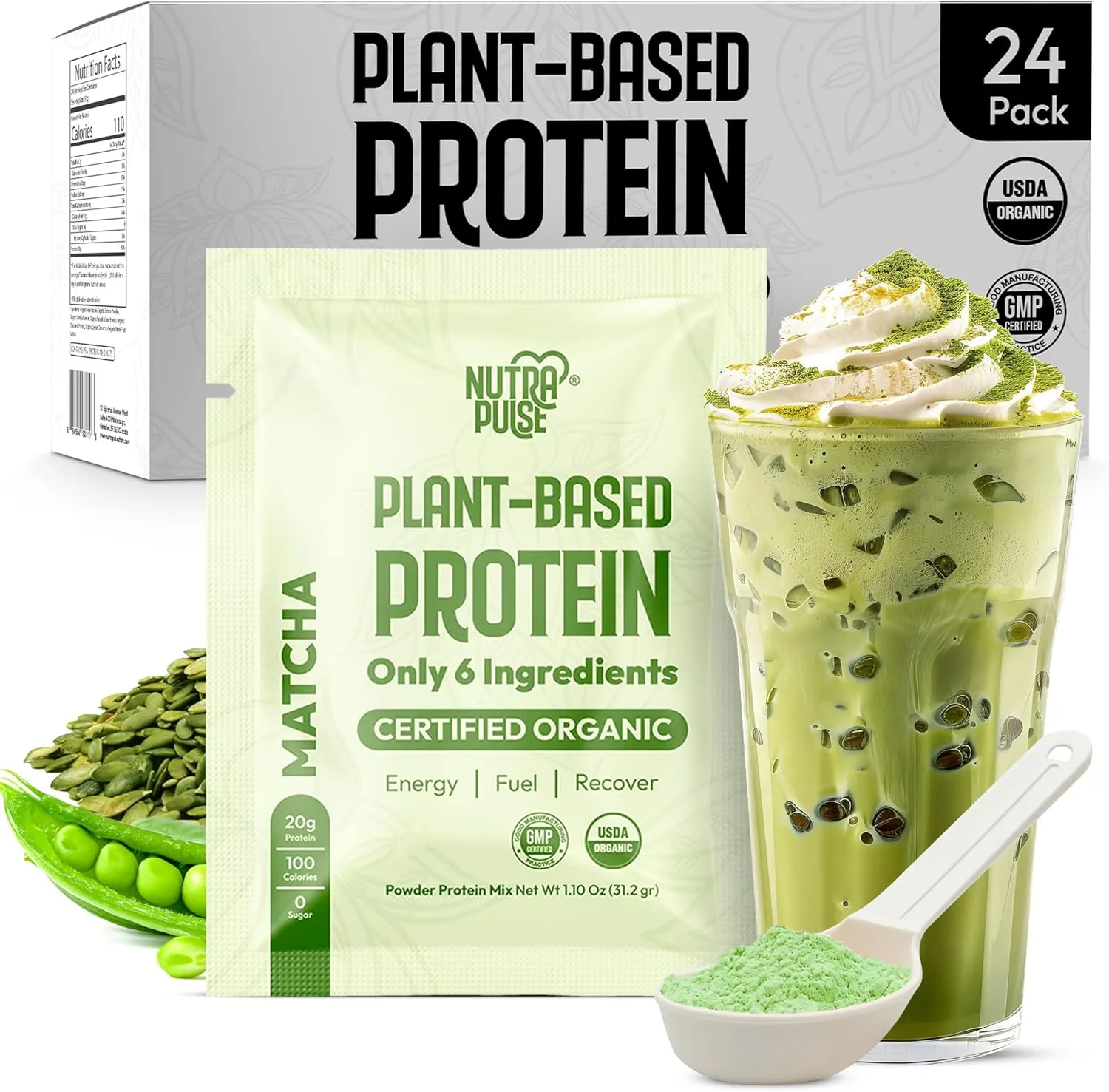 Organic Vegan Protein Powder - Plant-Based Protein, Gluten-Free, 20g Protein Per Serving