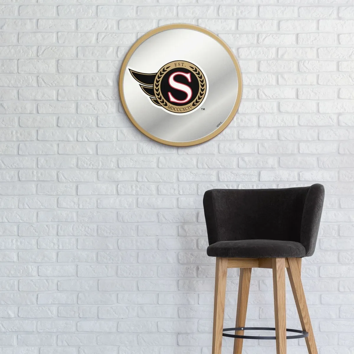 Ottawa Senators: Secondary Logo - Modern Disc Mirrored Wall Sign