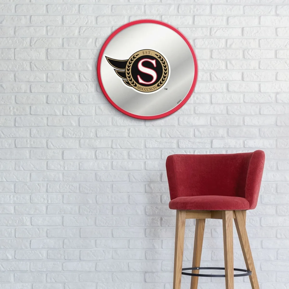 Ottawa Senators: Secondary Logo - Modern Disc Mirrored Wall Sign
