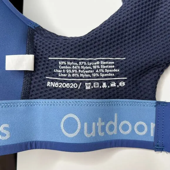 Outdoor Voices Powerhouse Bra Blue Zip up Support Bra Fitness