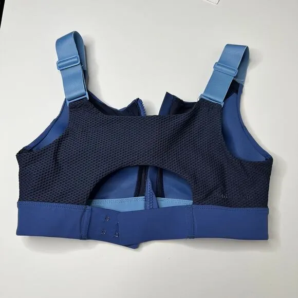 Outdoor Voices Powerhouse Bra Blue Zip up Support Bra Fitness