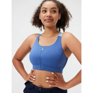 Outdoor Voices Powerhouse Bra Blue Zip up Support Bra Fitness
