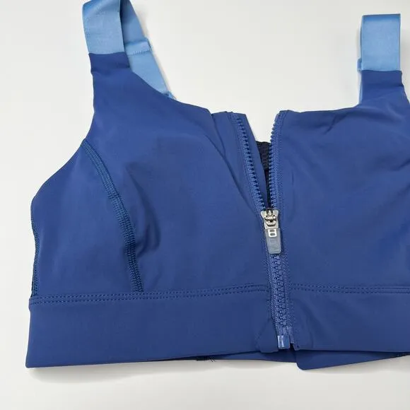 Outdoor Voices Powerhouse Bra Blue Zip up Support Bra Fitness