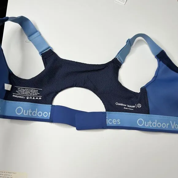 Outdoor Voices Powerhouse Bra Blue Zip up Support Bra Fitness