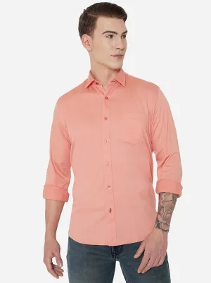 Pink Solid Slim Fit Casual Shirt | JadeBlue