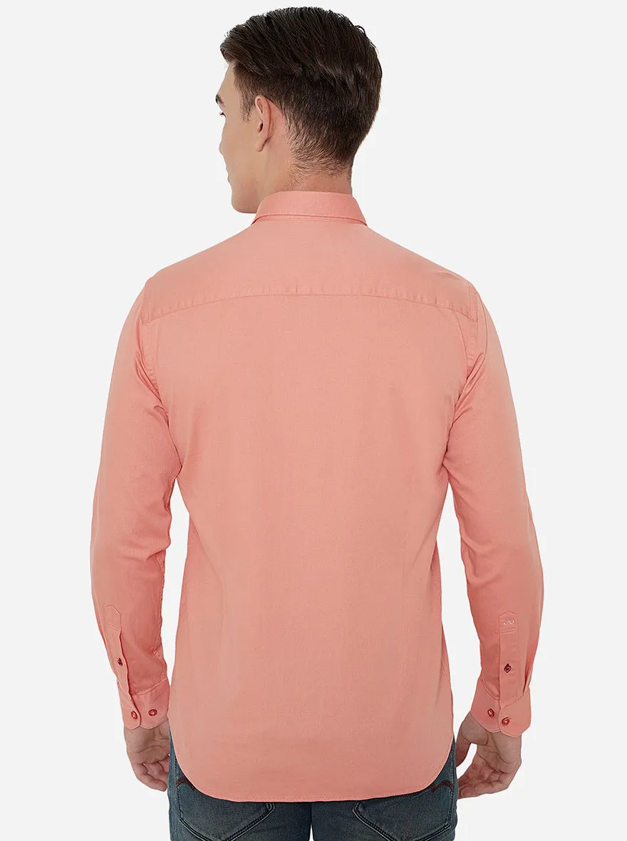 Pink Solid Slim Fit Casual Shirt | JadeBlue
