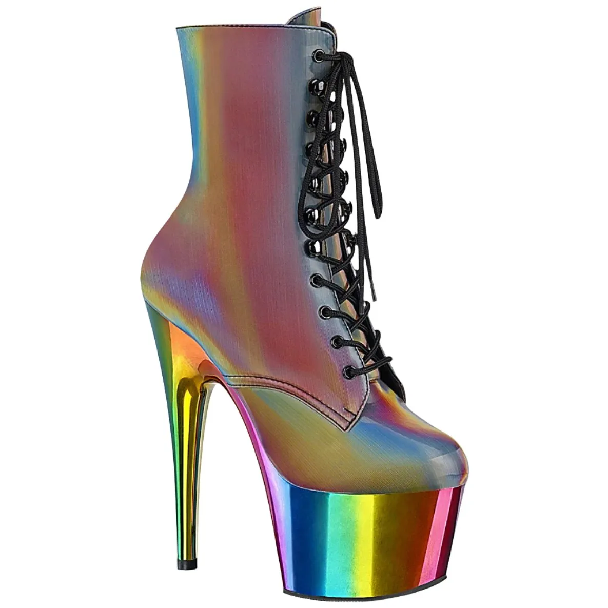 Pleaser ADORE 1020RC Reflective Rainbow Boots