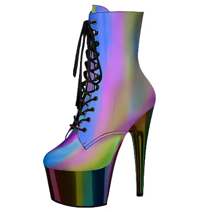 Pleaser ADORE 1020RC Reflective Rainbow Boots