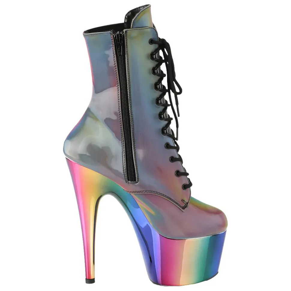 Pleaser ADORE 1020RC Reflective Rainbow Boots