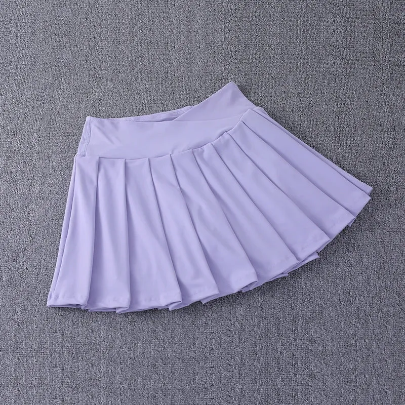 Pleated Sport™ | High-Waisted Nylon Spandex Tennis Skirt | A-Line Design, Anti-Glare Fabric, Side Pockets
