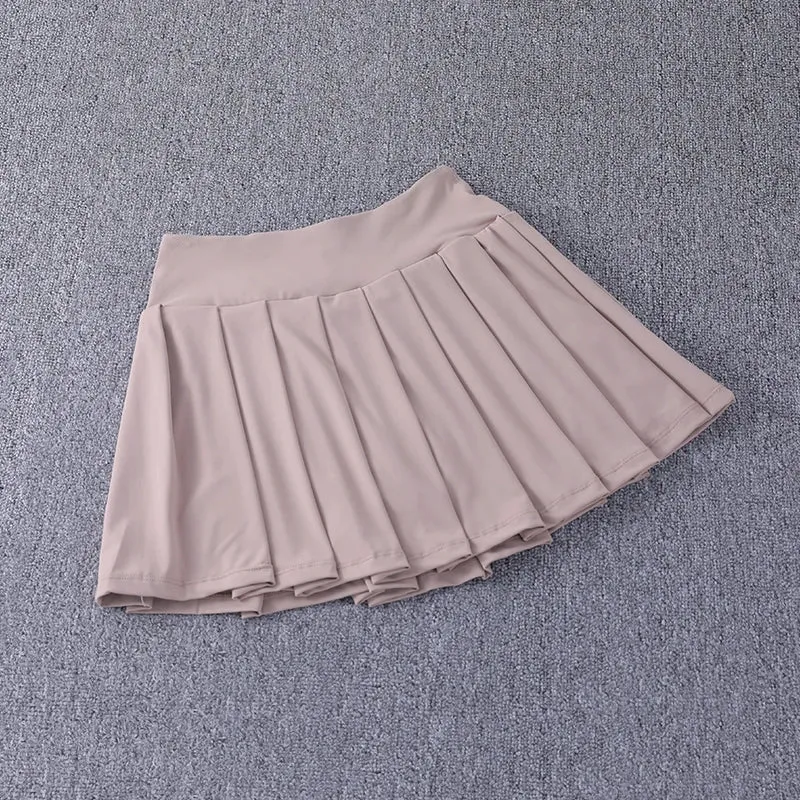 Pleated Sport™ | High-Waisted Nylon Spandex Tennis Skirt | A-Line Design, Anti-Glare Fabric, Side Pockets