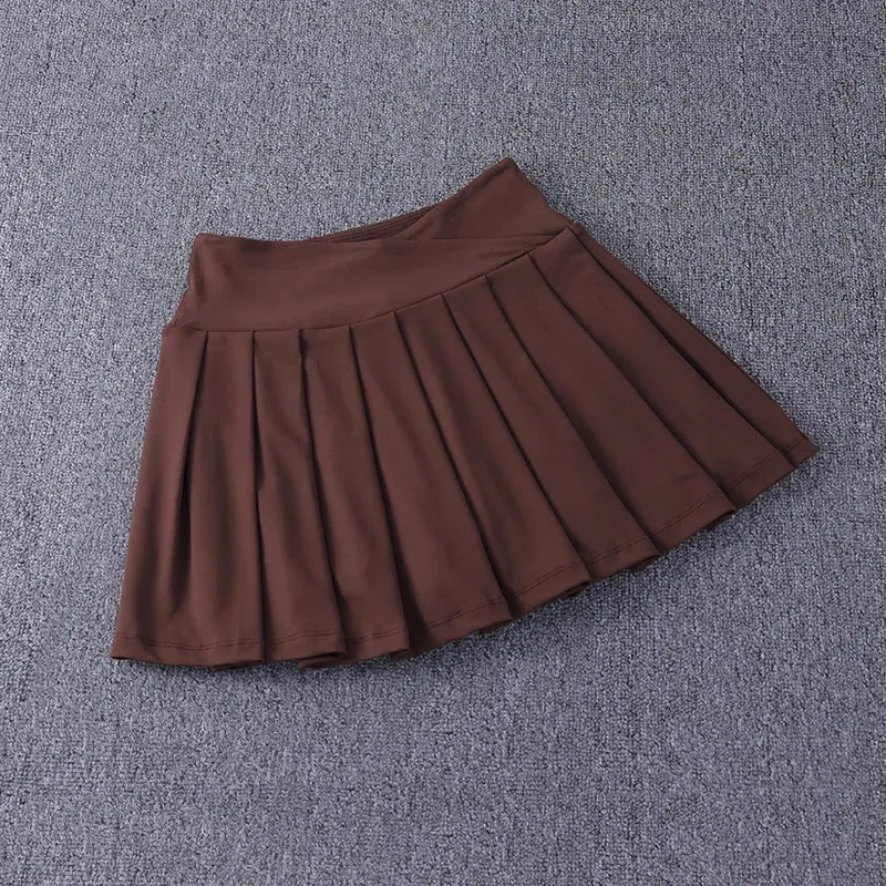 Pleated Sport™ | High-Waisted Nylon Spandex Tennis Skirt | A-Line Design, Anti-Glare Fabric, Side Pockets
