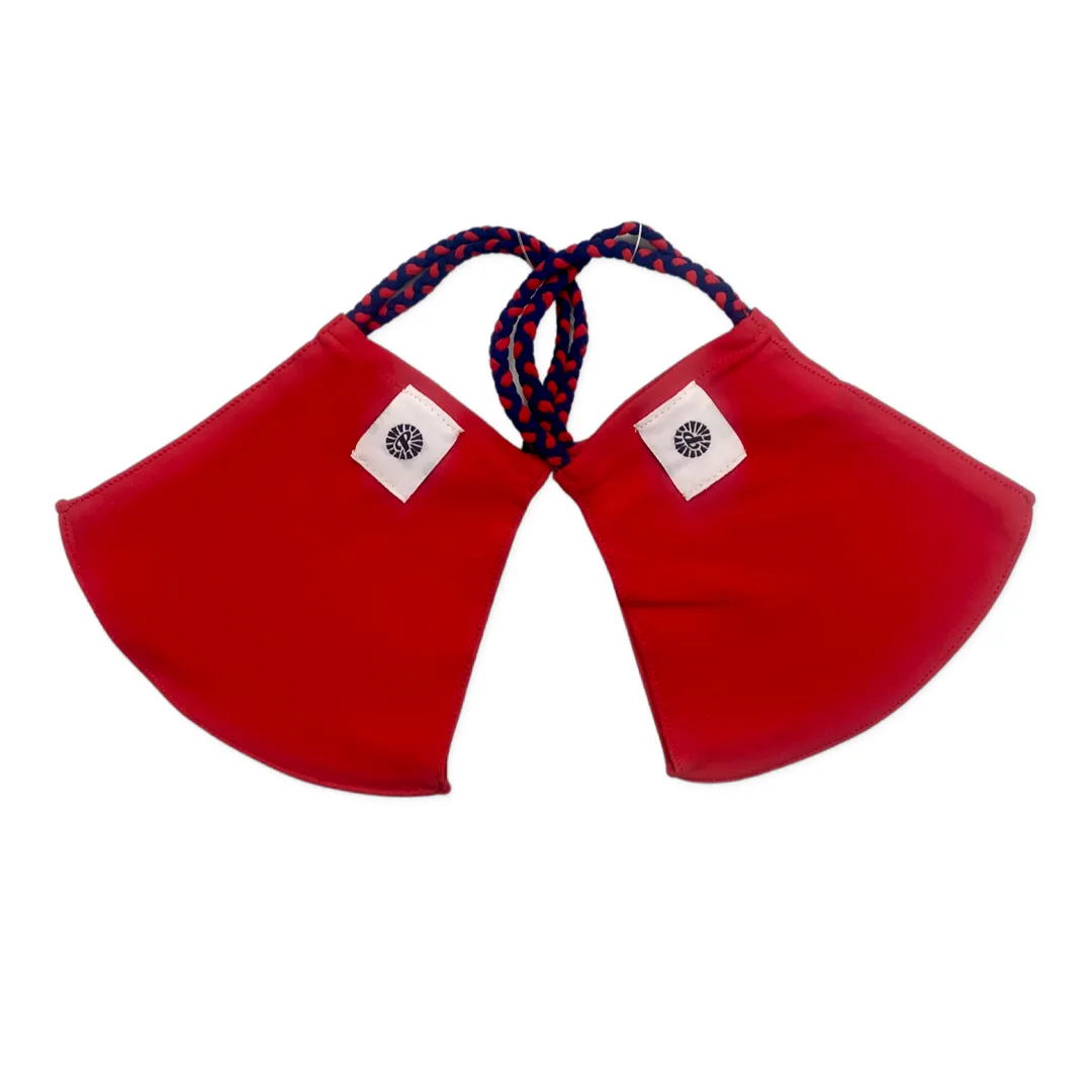 Pom Masks by Pomchies - Double Red w/Navy & Red Braid