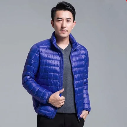 QUANBO Brand Autumn Winter Light Down Jacket Men's Fashion Hooded Short Large Ultra-thin Lightweight Youth Slim Coat 5XL