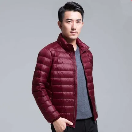 QUANBO Brand Autumn Winter Light Down Jacket Men's Fashion Hooded Short Large Ultra-thin Lightweight Youth Slim Coat 5XL