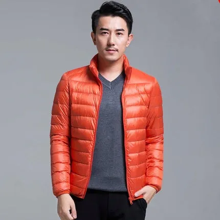 QUANBO Brand Autumn Winter Light Down Jacket Men's Fashion Hooded Short Large Ultra-thin Lightweight Youth Slim Coat 5XL